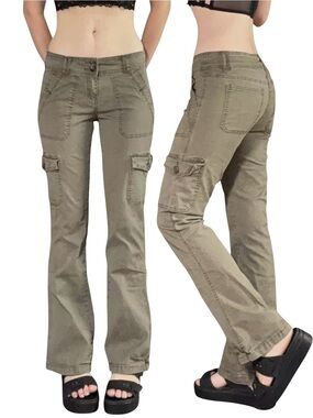 Wallflower | The Feisty Curvy Green Low Rise Cargo Flare Pants